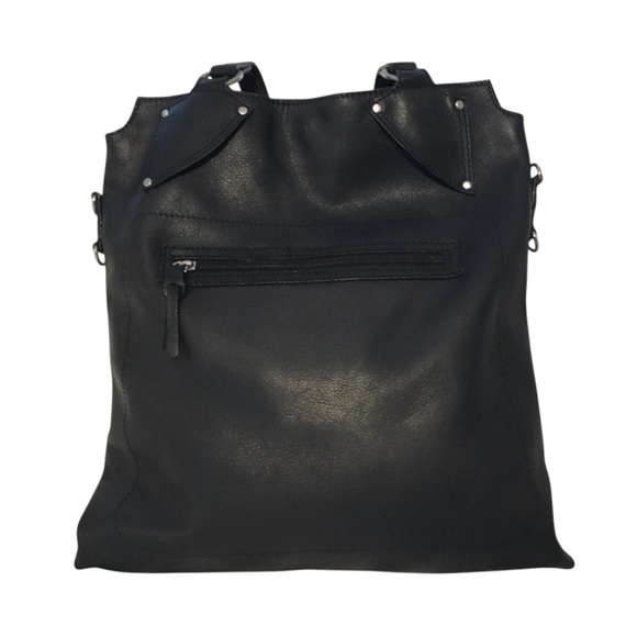 CRISTIAN North/South Black Leather Tote Bag - Picture 3 of 9